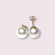 Exquisite 10 - 10.5mm White Round Edison Cultured Pearl Stud Earrings