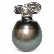 Oval 12 x 13.5mm Tahitian Sea Peacock Gray-Green Pearl Pendant