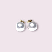 Exquisite 10 - 10.5mm White Round Edison Cultured Pearl Stud Earrings