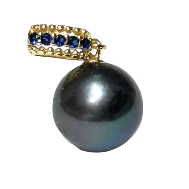 5A Quality 11.0mm Peacock Blue Edison Cultured Round Pearl Pendant
