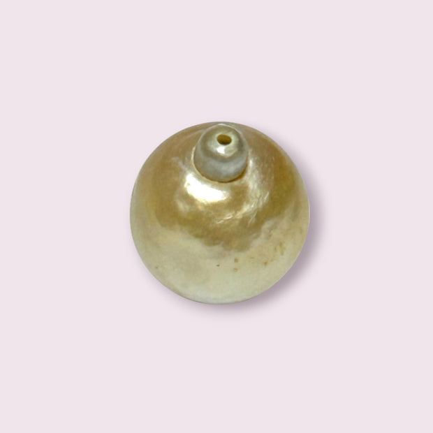 Oval 12.5 x 15mm 14.7 Carats Pale Gold Australia South Sea Pearl Loose