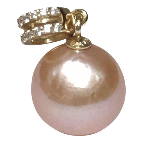 Handmade 11mm Edison Natural Peach Rose Pink Round Pearl Pendant