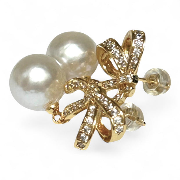 5A Gradings 10.5mm White Round Edison Cultured Pearl Dangle Earrings
