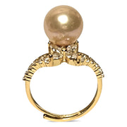 Cocktail 10-10.5mm Peach Pink Edison Round Pearl Ring Size 6.5
