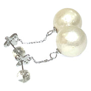 Round 12.6mm Indonesian Cream White South Sea Pearl Dangle Earrings