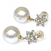 5A Quality 10.5mm Natural White Round Edison Pearl Dangle Earrings