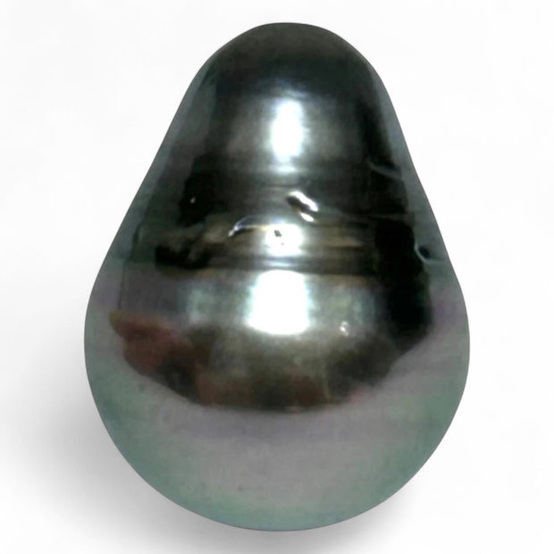 Stunning 12.1 x 15.9mm Teardrop Bottom Round Tahitian South Sea pearl