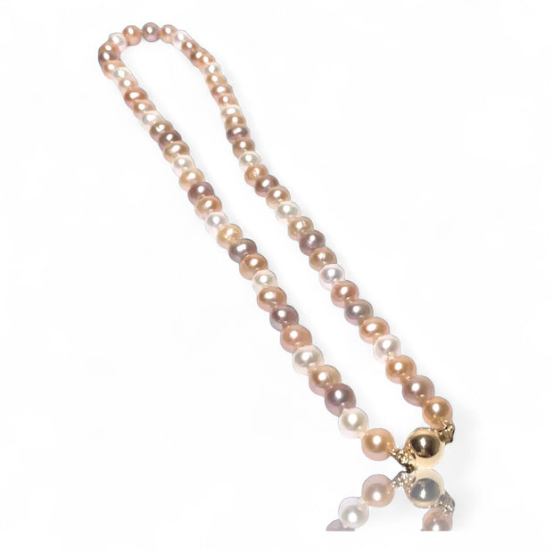 Fabulous Multi Colors 7 - 7.5mm Edison Round Pearl 18" Necklace