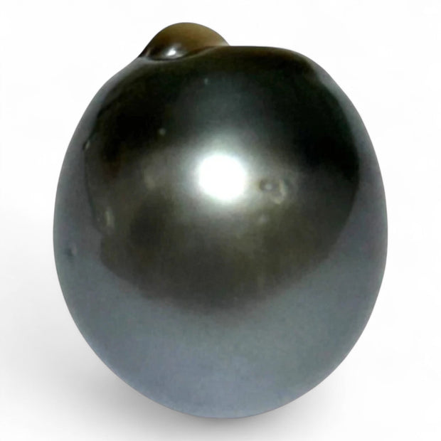Massive Oval 25.7 Carat 14.5 x 16.5mm Peacock Gray Tahitian Pearl