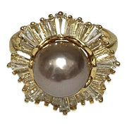 Cocktail 10-10.5mm Edison Purple Brown Round Pearl Ring - Size 8
