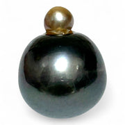 Huge 13 x 16mm 15.8 Carats Tahitian Peacock Black Green Loose Pearl