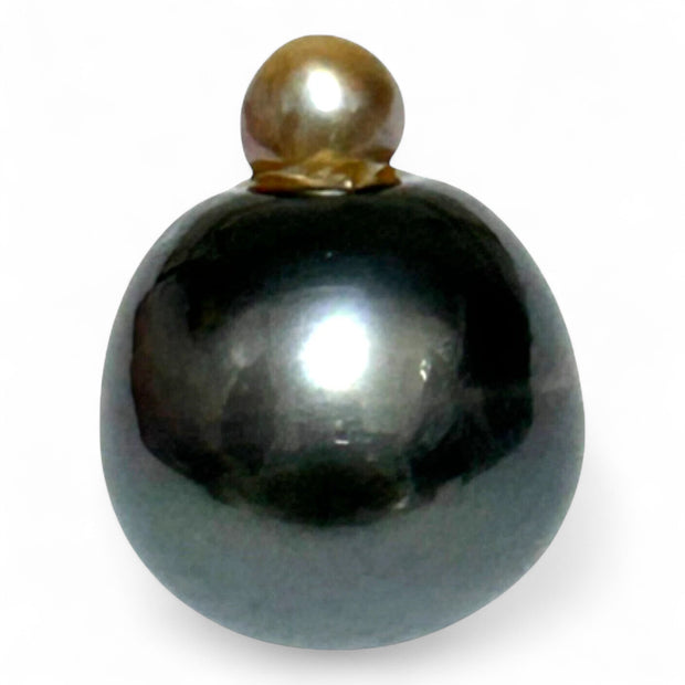 Huge 13 x 16mm 15.8 Carats Tahitian Peacock Black Green Loose Pearl
