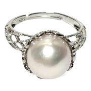 Gorgeous 11.3mm White Round Edison Cultured Pearl Solid Ring Size 8