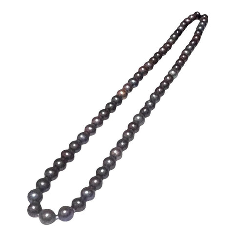 Gorgeous 6.5 - 7mm Purple Black Blue Round Pearl 16" Strand-Necklace