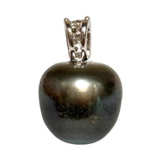 Oval 12.7x13.2mm Tahitian Sea Peacock Black-Green Pearl Pendant