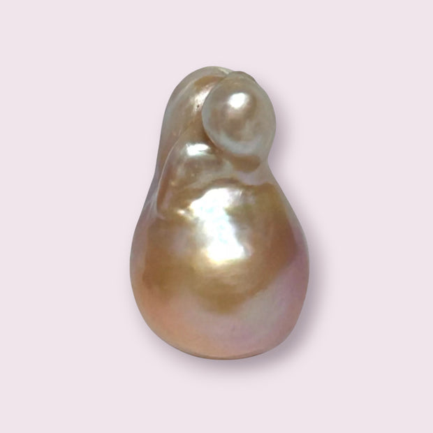 Giant Baroque Keshi Natural Purple Peach Pearl - 17.5 x 13.7 x 23mm