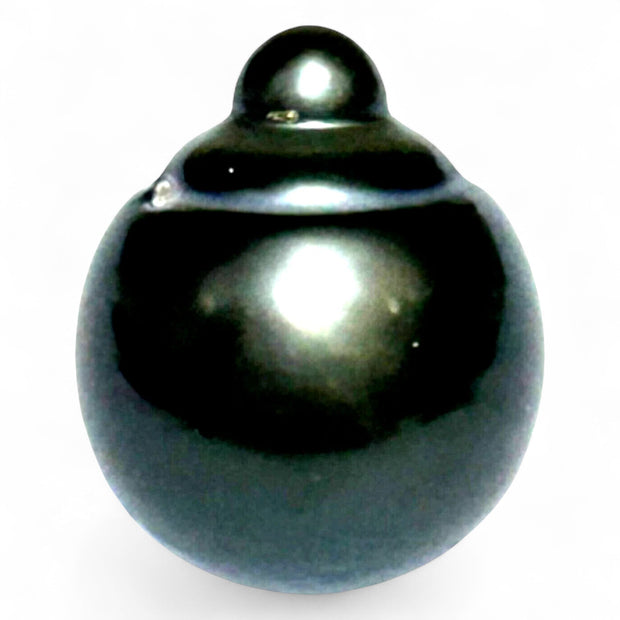 Delicate 14.1 x 17mm Tahitian South Sea Peacock Black Loose Pearl