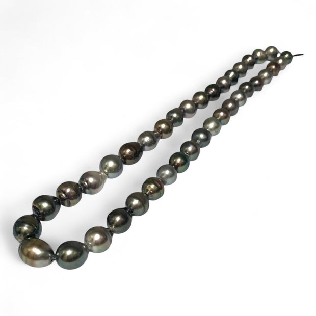 Baroque 8.2 - 14mm 38 pcs Multi Gray Green Tahitian Pearl 16" Strand