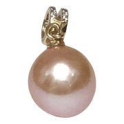 Handmade 11mm Edison Natural Peach Rose Pink Round Pearl Pendant