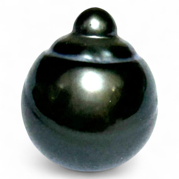 Delicate 14.1 x 17mm Tahitian South Sea Peacock Black Loose Pearl