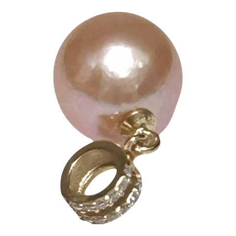 Handmade 11mm Edison Natural Peach Rose Pink Round Pearl Pendant