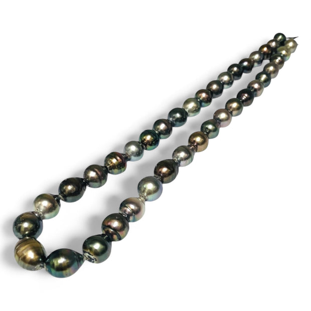 Baroque 8.2 - 14mm 38 pcs Multi Gray Green Tahitian Pearl 16" Strand