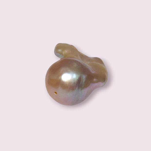 Giant Baroque Keshi Natural Purple Peach Pearl - 17.5 x 13.7 x 23mm