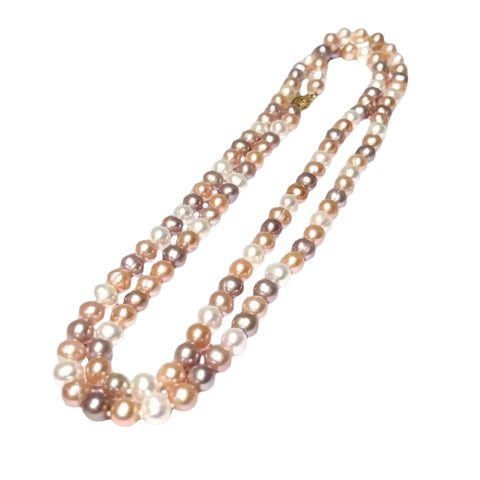 Round 6.5 - 7mm Freshwater Natural Multi-Color Pearl 33" Necklace