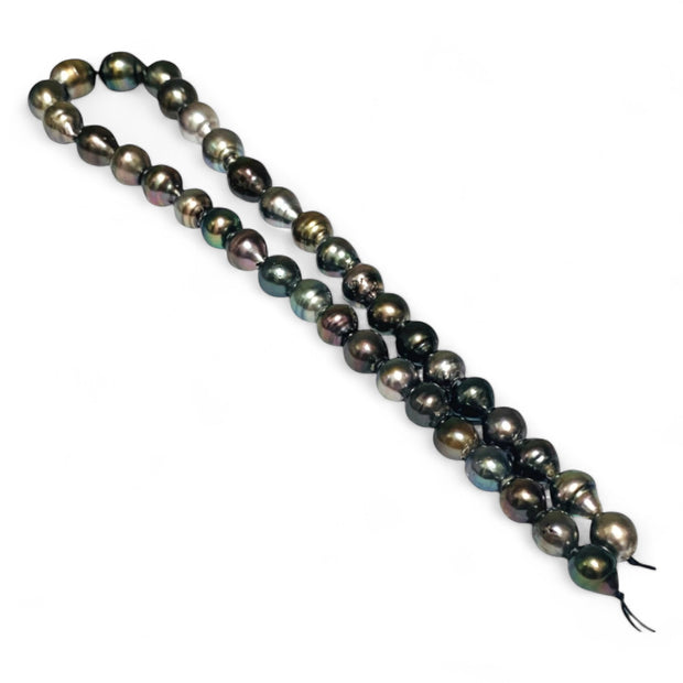 Baroque 8.2 - 14mm 38 pcs Multi Gray Green Tahitian Pearl 16" Strand