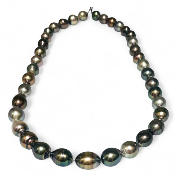 Baroque 8.2 - 14mm 38 pcs Multi Gray Green Tahitian Pearl 16" Strand