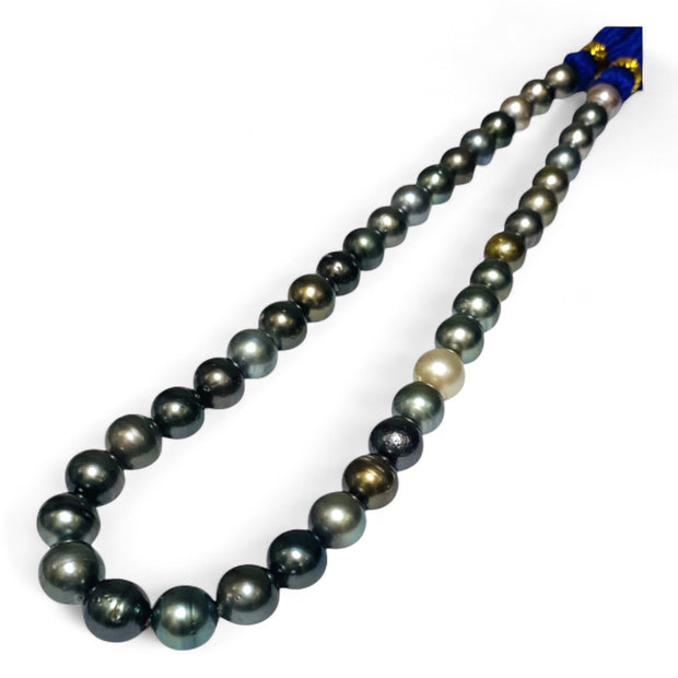Round 9 - 11mm 40 pcs Multicolors Tahitian South Sea Pearl 16" Strand