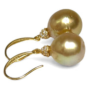11.3 x 11.7mm Deep Gold Philippines South Sea Cultured Pearl Dangle