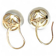 Round 12.8mm Indonesian Silver White South Sea Pearl Dangle Earrings