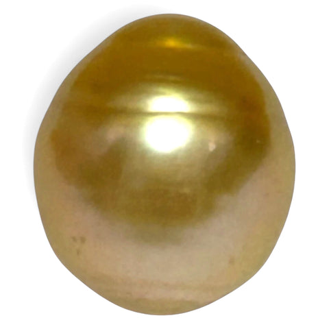 Silky Oval 13.3 x 15.1mm 19.5 Carats Deep Gold South Sea Pearl Loose