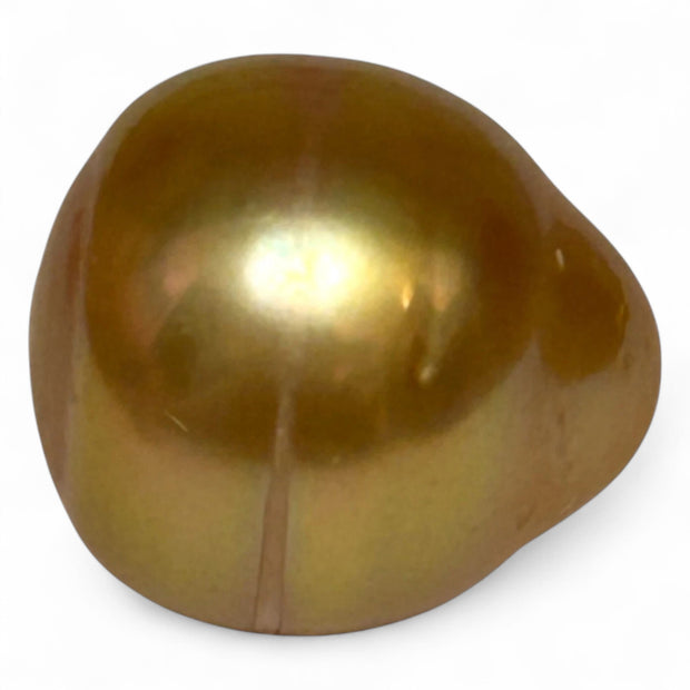 Large 14.9 x 16.1mm 24.4 Carat Deep Golden South Sea Pearl Loose