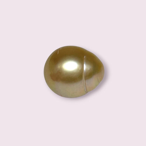 Giant Oval 14.5 x 16.8mm 24.6 Carats Deep Gold South Sea Pearl Loose
