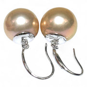 Huge 13mm Purple Rose Pink Edison Farmed Round Pearl Hook Earrings