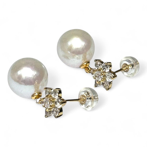 5A Quality 10.5mm Natural White Round Edison Pearl Dangle Earrings