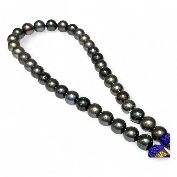 Round 11 - 12.8mm 36 pcs Tahitian Peacock Black Green Pearl 16" Strand