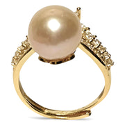 Cocktail 10-10.5mm Peach Pink Edison Round Pearl Ring Size 6.5