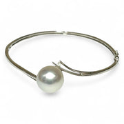 Gorgeous 12.4mm South Sea White Silver Round Pearl 7 - 7.5" Bangle