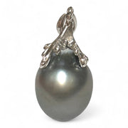 Radiant 12.4 x 15mm Tahitian South Sea Peacock Gray-Green Pearl Pendant
