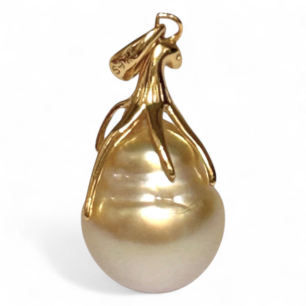 Baroque 11.3 x 14mm Rich Golden Philippines South Sea Pearl Pendant