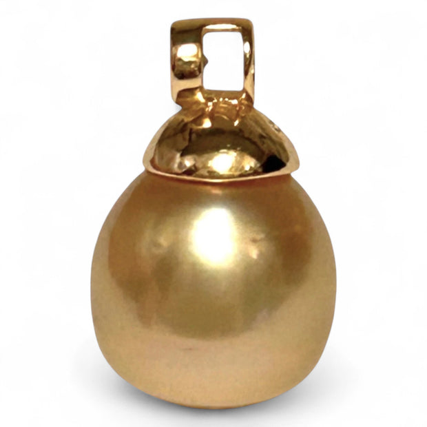 Oval 12 x 12.5mm Natural Rich Gold Philippines South Sea Pearl Pendant