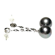 Gorgeous 11-11.5mm Edison Peacock Black Round Pearl Dangle Earrings