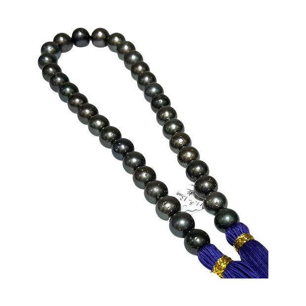 Round 11 - 13mm 34 pcs Tahitian Peacock Black Green Pearl 16" Strand