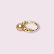 Elegant Solitaire 10mm Natural Peach Pink Gold Edison Pearl Ring Size 6