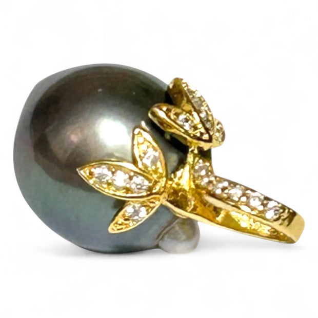 Baroque 11.2 x 12.3mm Tahitian South Sea Peacock Gray Pearl Pendant