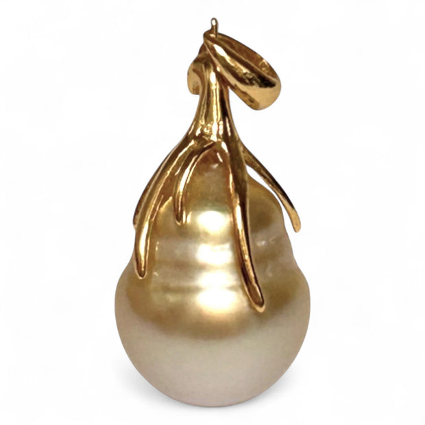 Baroque 11.3 x 14mm Rich Golden Philippines South Sea Pearl Pendant