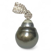 Huge 11 x 13mm Tahitian Peacock Gray-Green Cultured Pearl Pendant